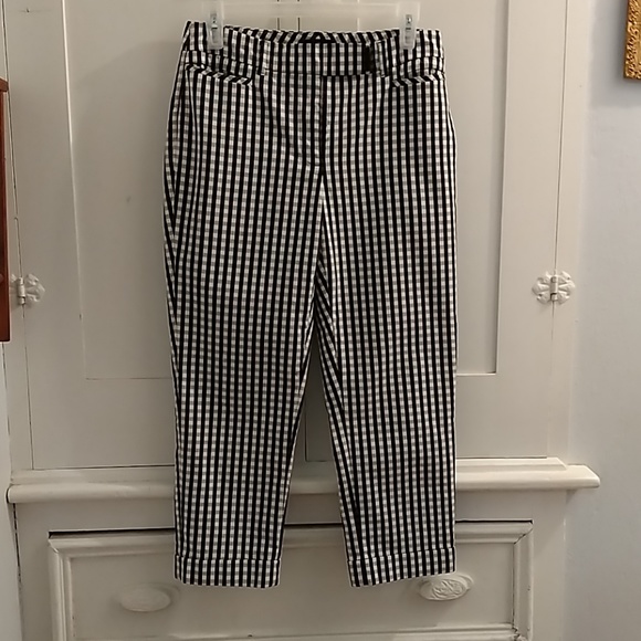 The slim crop black and white check pants Sz 4 - Picture 1 of 7
